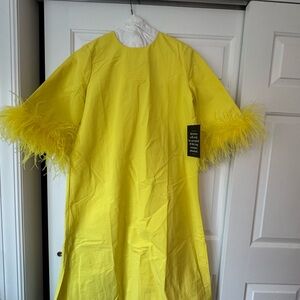 Tuckernuck Yellow Feather Trim Dress